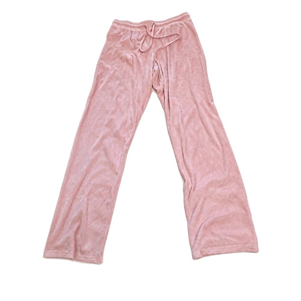 Juicy Couture Pink Velour Lounge Pants Y2K Flare Yoga Sweatpants Blush Logo S - Picture 3 of 6